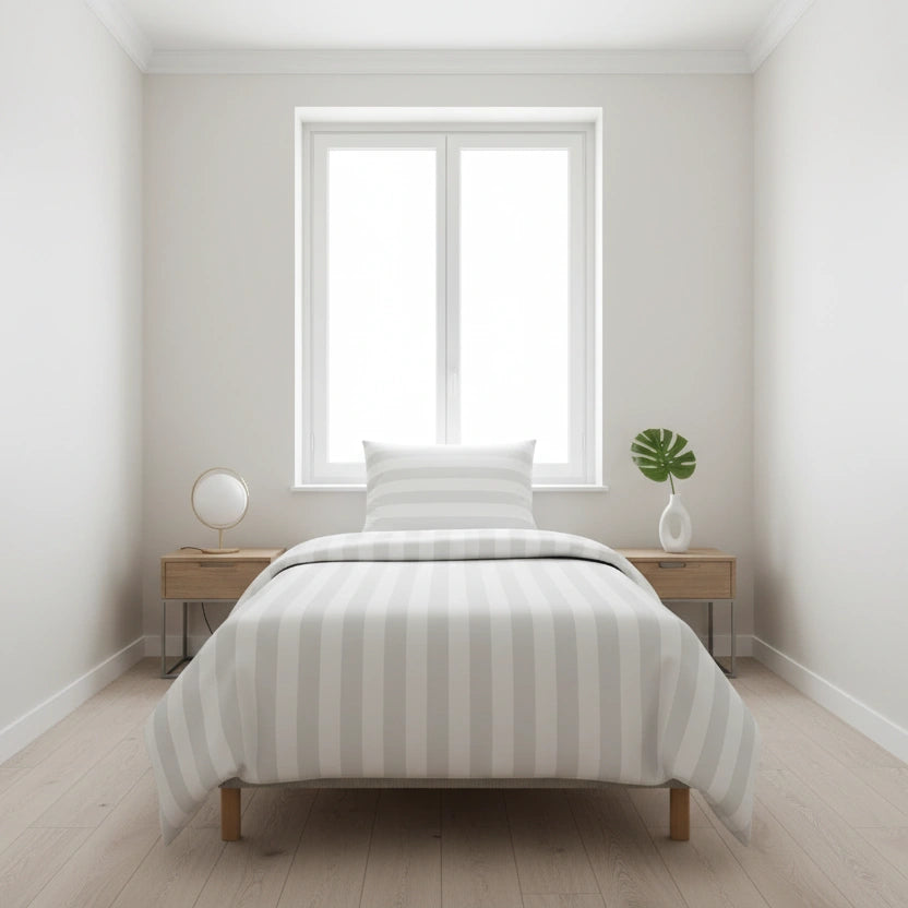 Hotel Dekbedovertrek 140x200 - Satijn streep 27mm - Wit