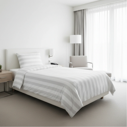 Hotel Dekbedovertrek 140x200 - Satijn streep 27mm - Wit