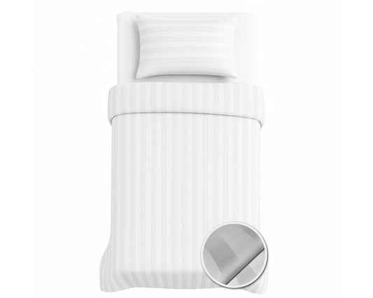 Hotel Dekbedovertrek 140x200 - Satijn streep 27mm - Wit
