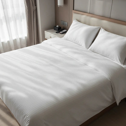 Hotel Dekbedovertrek 200x200 - Satijn streep 10mm - Wit