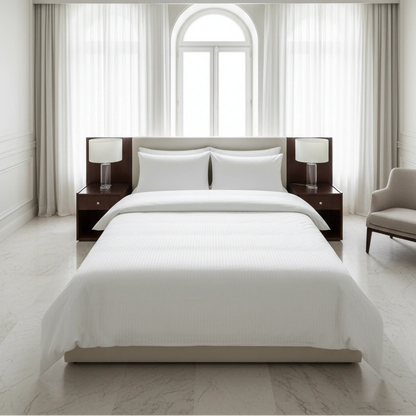Hotel Dekbedovertrek 200x200 - Satijn streep 10mm - Wit