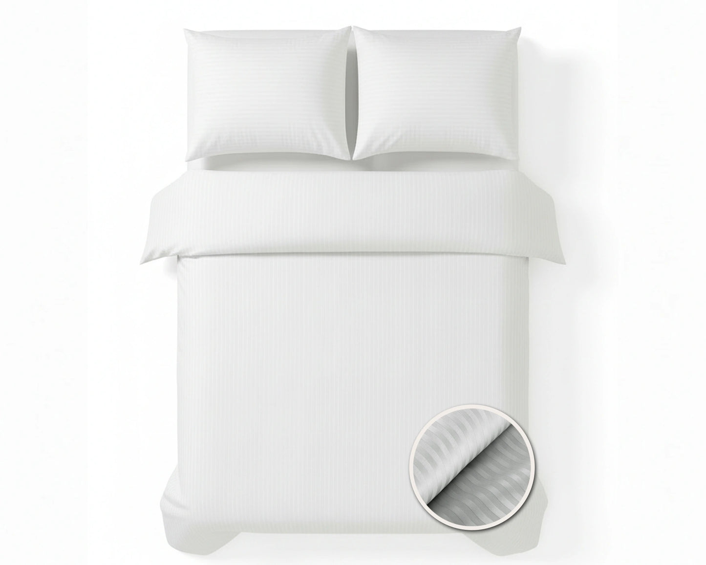 Hotel Dekbedovertrek 200x200 - Satijn streep 10mm - Wit