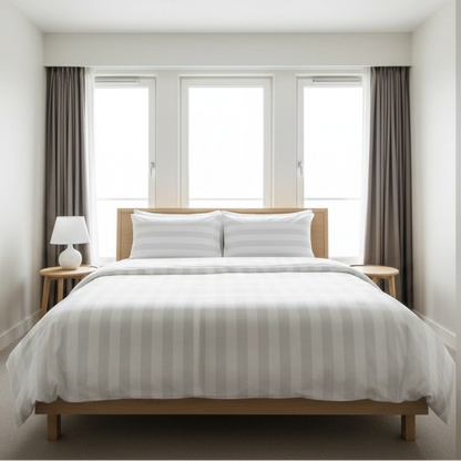Hotel Dekbedovertrek 200x200 - Satijn streep 27mm - Wit