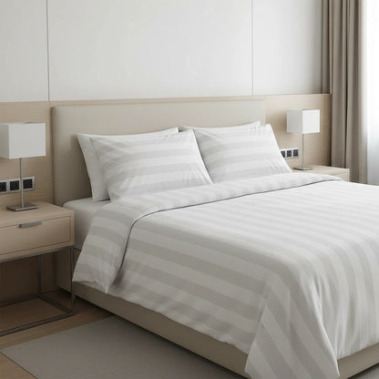 Hotel Dekbedovertrek 200x200 - Satijn streep 27mm - Wit