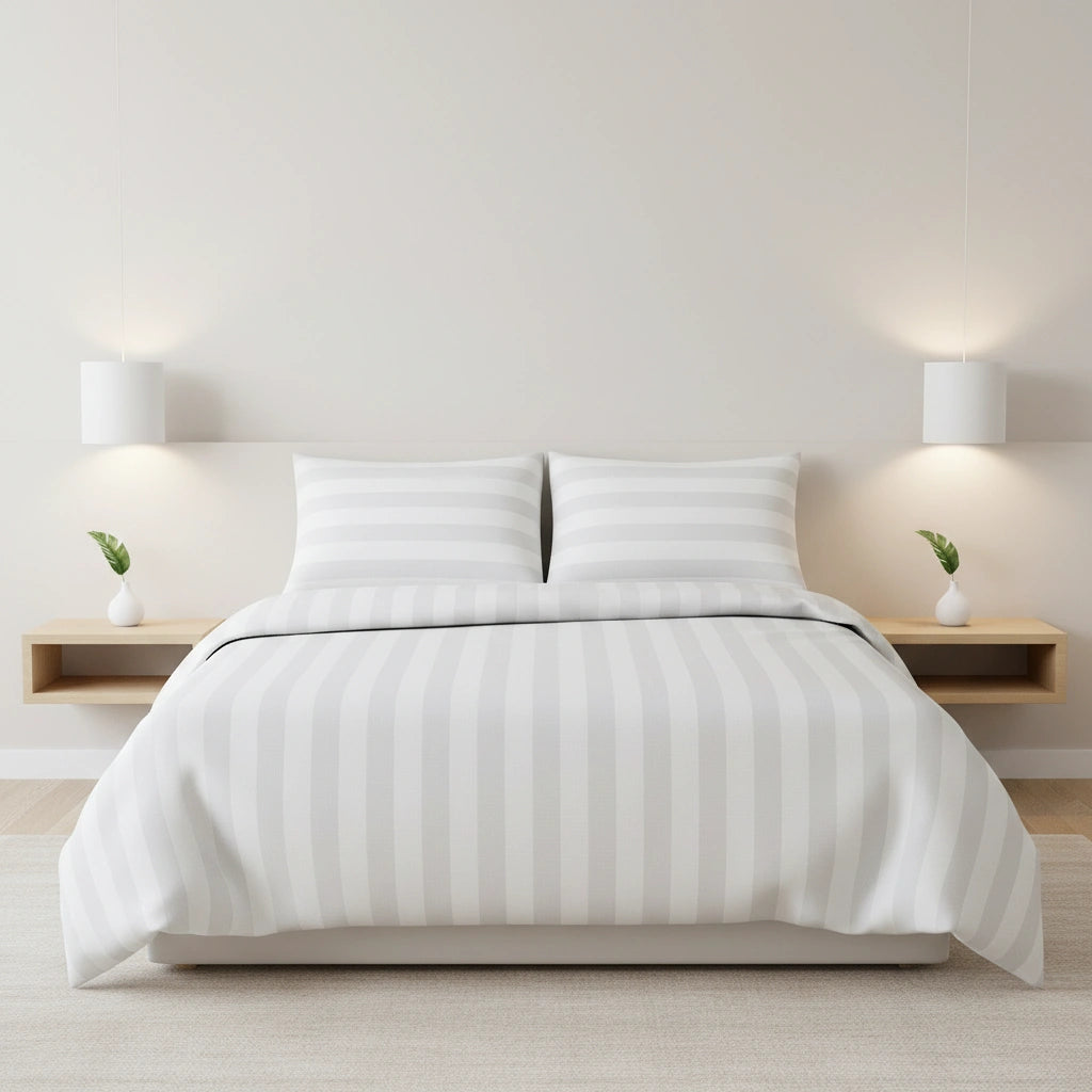 Hotel Dekbedovertrek 200x200 - Satijn streep 27mm - Wit