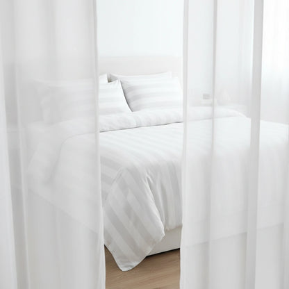 Hotel Dekbedovertrek 200x200 - Satijn streep 27mm - Wit