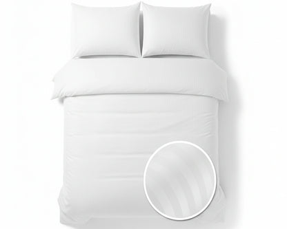 Hotel Dekbedovertrek 240x220 - Satijn streep 10mm - Wit