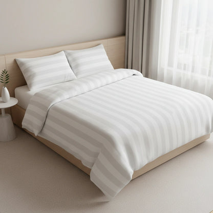 Hotel Dekbedovertrek 240x220 - Satijn streep 27mm - Wit