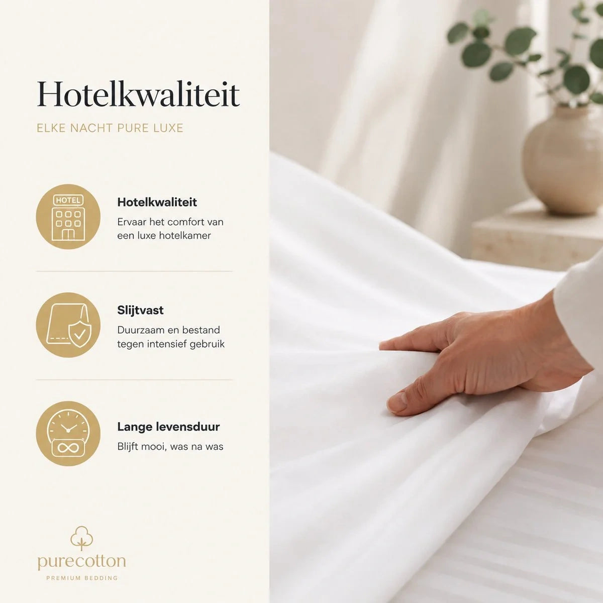 Hotel Dekbedovertrek 200x200/220 - Katoen - TC200 - Wit