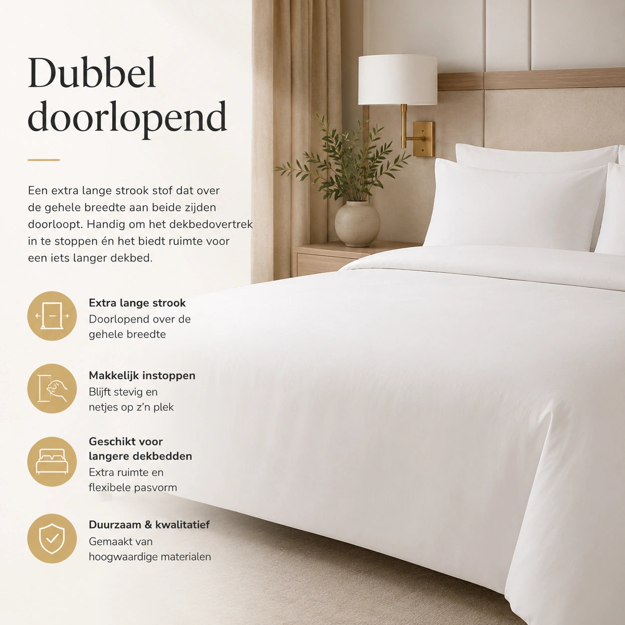 Hotel Dekbedovertrek 200x200/220 - Katoen - TC200 - Wit