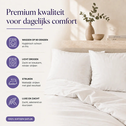 Hotel Dekbedovertrek 240x200/220 - Katoensatijn - TC300 - Wit