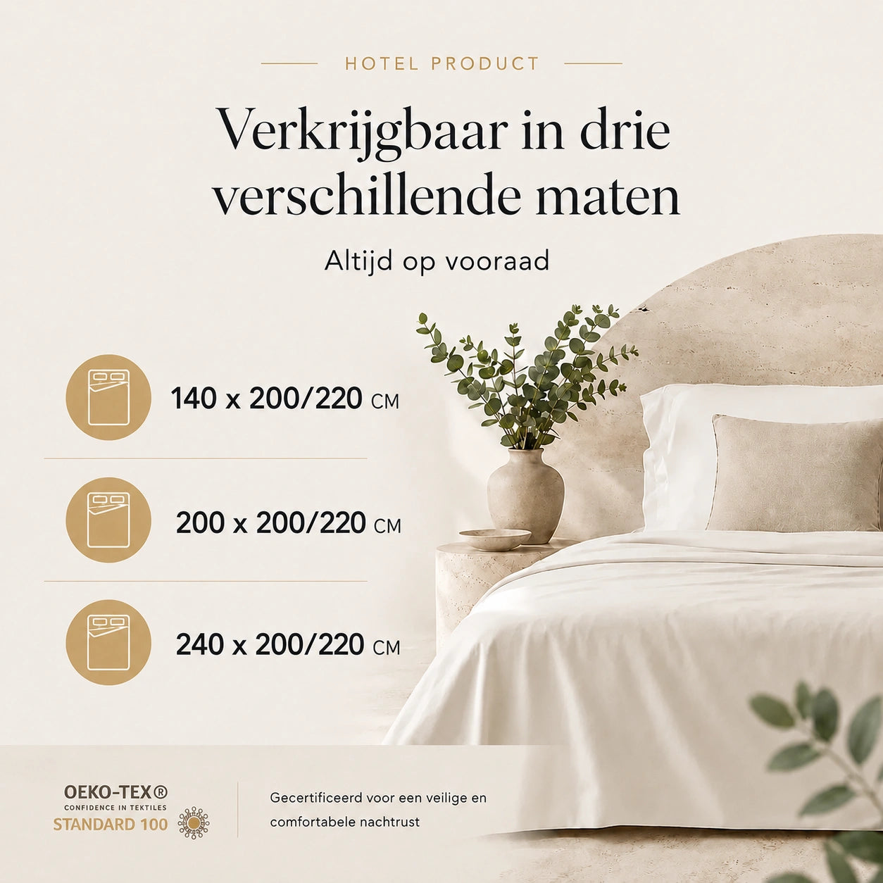 Hotel Dekbedovertrek 140x200/220 - Egyptisch katoen - TC200