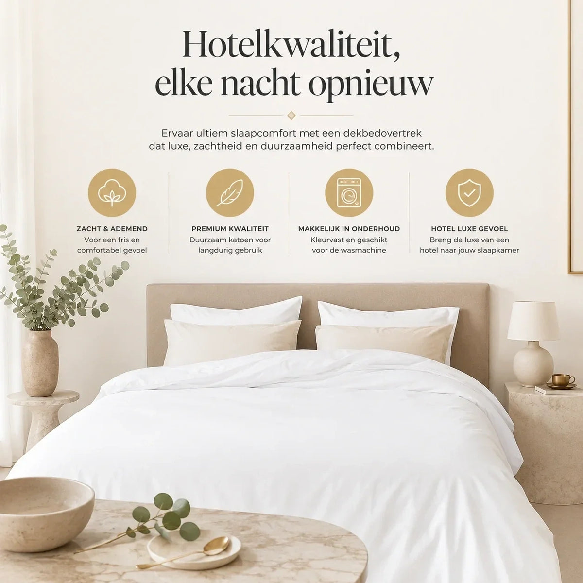 Hotel kussenslopen set van 2 - 60x70 - Egyptisch katoensatijn - 4mm - TC250