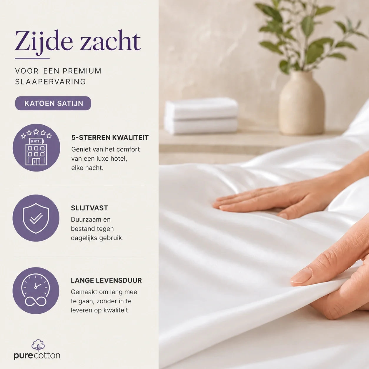 Hotel kussenslopen set van 2 - 60x70 - Egyptisch katoensatijn - TC300