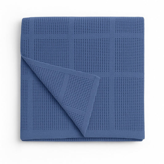 Katoenen plaid 150x200 blauw - zachte luchtig geweven deken voor bank  woonkamer of als bedsprei - Beterkatoen