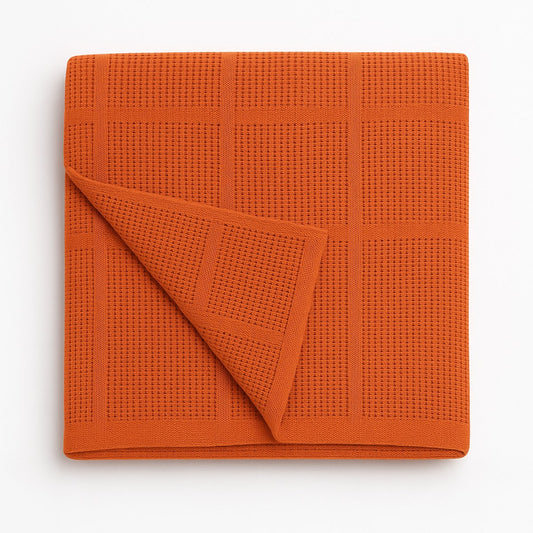 Katoenen plaid 150x200 coraal - zachte luchtig geweven deken voor bank  woonkamer of als bedsprei - Beterkatoen