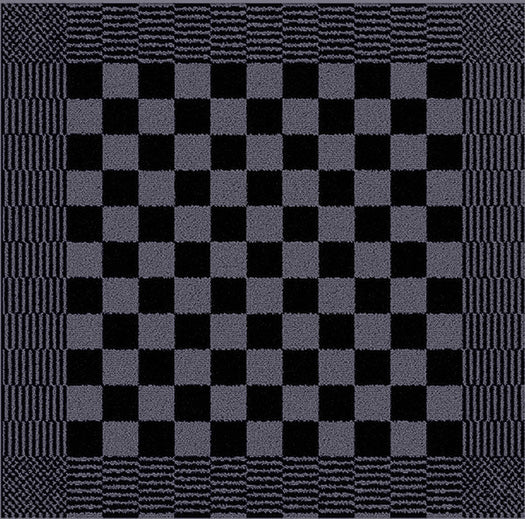 Badstof keukendoek antraciet zwart met klassiek blokpatroon - dikke, sterke kwaliteit voor horeca en thuis - Beterkatoen