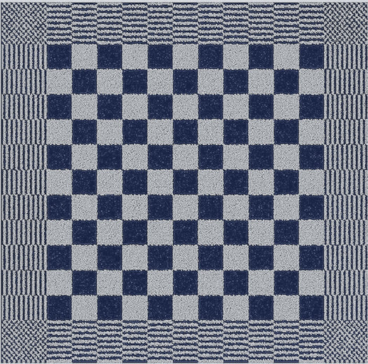 Badstof keukendoek blauw met klassiek blokpatroon - dikke, sterke kwaliteit voor horeca en thuis - Beterkatoen