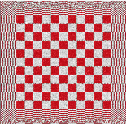 Badstof keukendoek rood met klassiek blokpatroon - dikke, sterke kwaliteit voor horeca en thuis - Beterkatoen