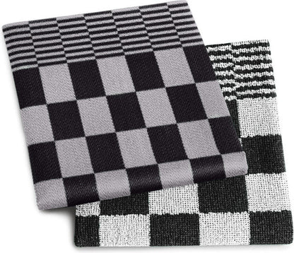 Keukendoeken en bijpassende theedoeken in zwart stijlvolle horeca set van katoen en badstof - Beterkatoen