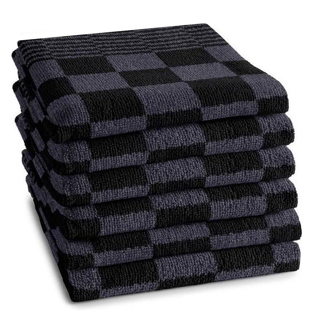 Keukendoeken set 50x50 cm antraciet zwart - 6-stuks badstof horeca kwaliteit, zacht en absorberend - Beterkatoen