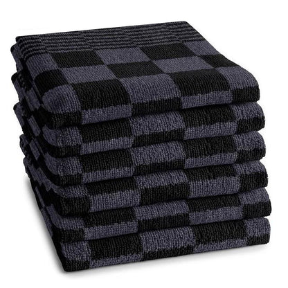 Keukendoeken set 50x50 cm antraciet zwart - 6-stuks badstof horeca kwaliteit, zacht en absorberend - Beterkatoen