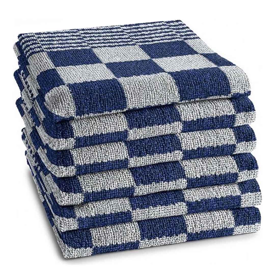 Keukendoeken set 50x50 cm blauw - 6-stuks badstof horeca kwaliteit, zacht en absorberend - Beterkatoen