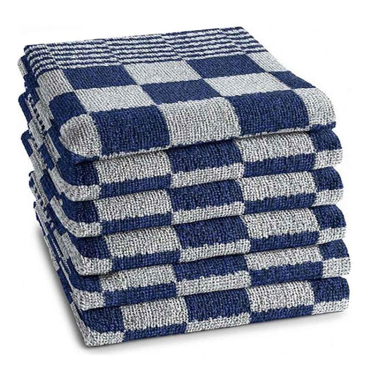Keukendoeken set 50x50 cm blauw - 6-stuks badstof horeca kwaliteit, zacht en absorberend - Beterkatoen