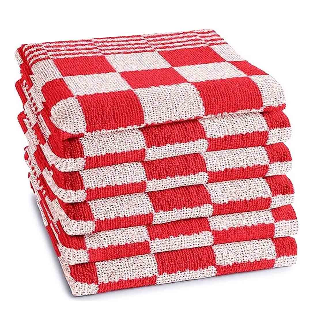 Keukendoeken set 50x50 cm rood - 6-stuks badstof horeca kwaliteit, zacht en absorberend - Beterkatoen