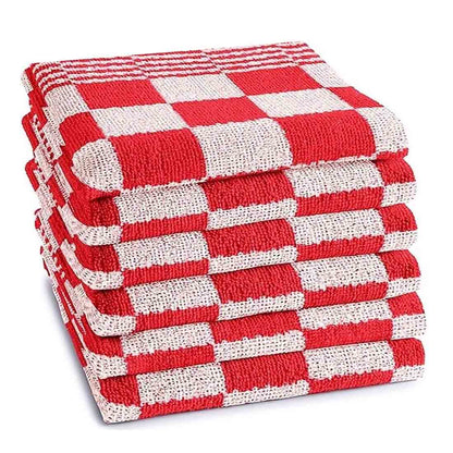 Keukendoeken set 50x50 cm rood - 6-stuks badstof horeca kwaliteit, zacht en absorberend - Beterkatoen