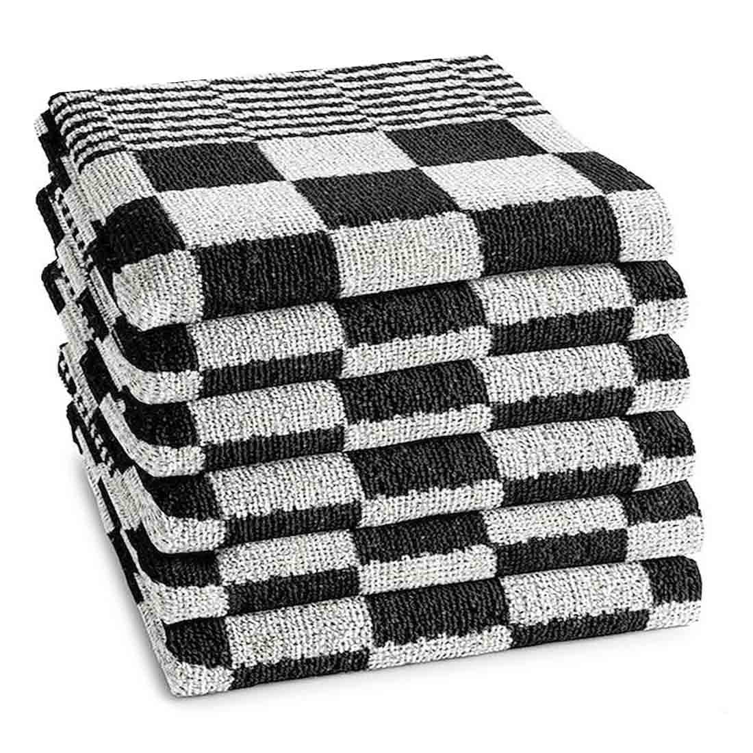 Keukendoeken set 50x50 cm zwart - 6-stuks badstof horeca kwaliteit, zacht en absorberend - Beterkatoen
