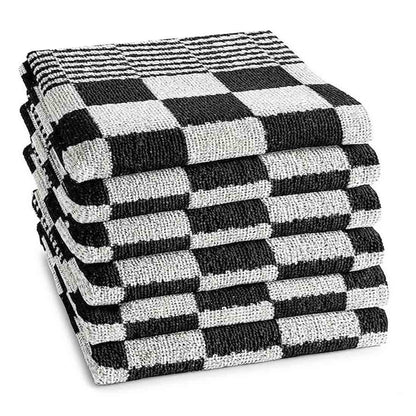 Keukendoeken set 50x50 cm zwart - 6-stuks badstof horeca kwaliteit, zacht en absorberend - Beterkatoen