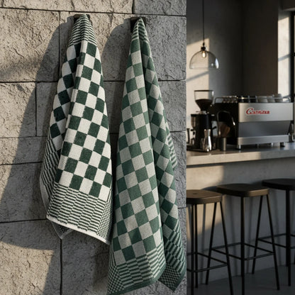 Theedoeken en Handdoeken Set (12 stuks) - Groen-Wit