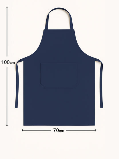 Afmetingen van blauw keukenschort 100x70 cm - ruime pasvorm met lange taillebanden - Beterkatoen