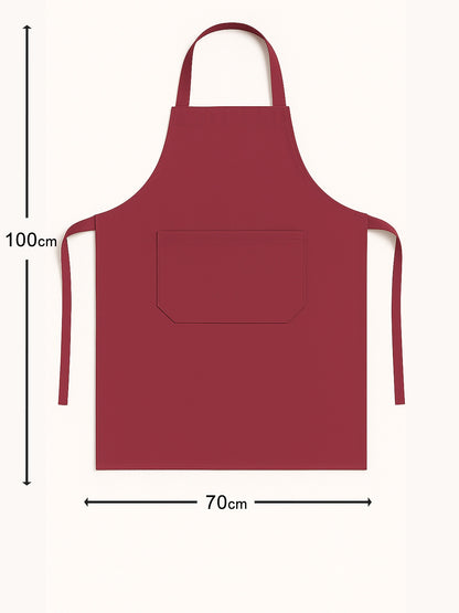 Afmetingen van bordeaux keukenschort 100x70 cm - ruime pasvorm met lange taillebanden - Beterkatoen