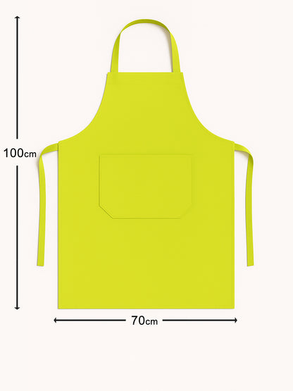 Afmetingen van gele keukenschort 100x70 cm - ruime pasvorm met lange taillebanden - Beterkatoen