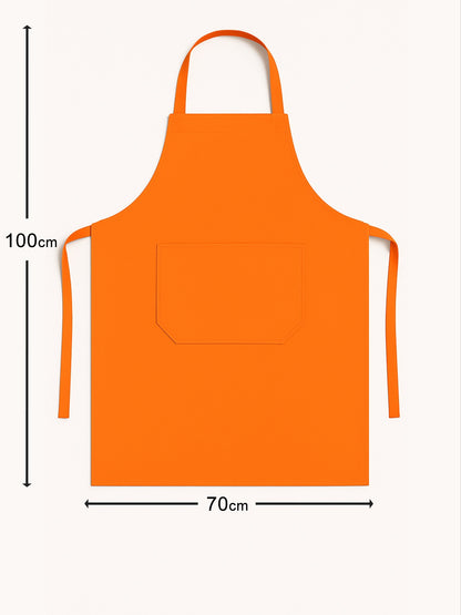 Afmetingen van oranje keukenschort 100x70 cm - ruime pasvorm met lange taillebanden - Beterkatoen