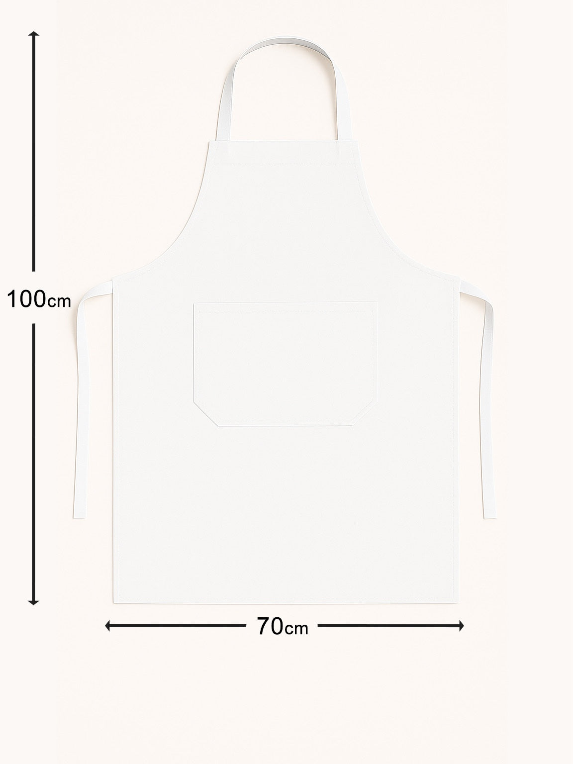 Afmetingen van wit keukenschort 100x70 cm - ruime pasvorm met lange taillebanden - Beterkatoen
