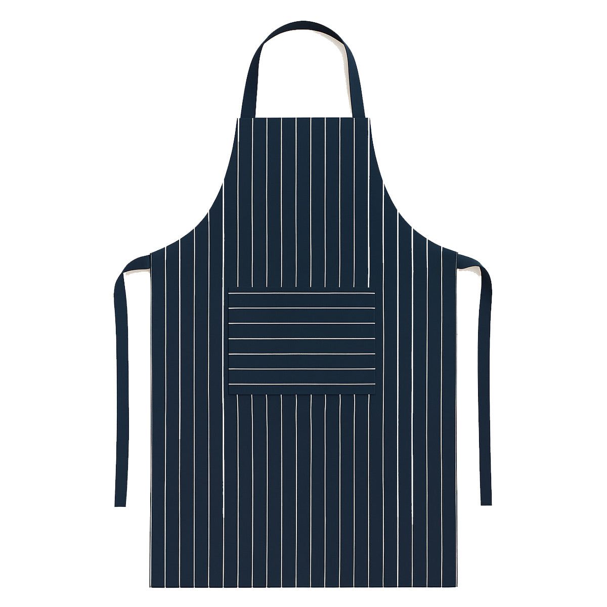 Blauw wit gestreepte keukenschort met zak - duurzame horeca kwaliteit van katoen en polyester - Beterkatoen