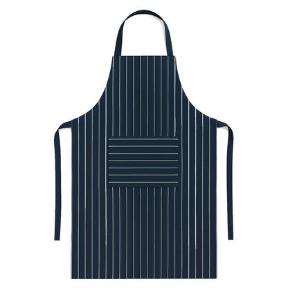 Blauw wit gestreepte keukenschort met zak - duurzame horeca kwaliteit van katoen en polyester - Beterkatoen