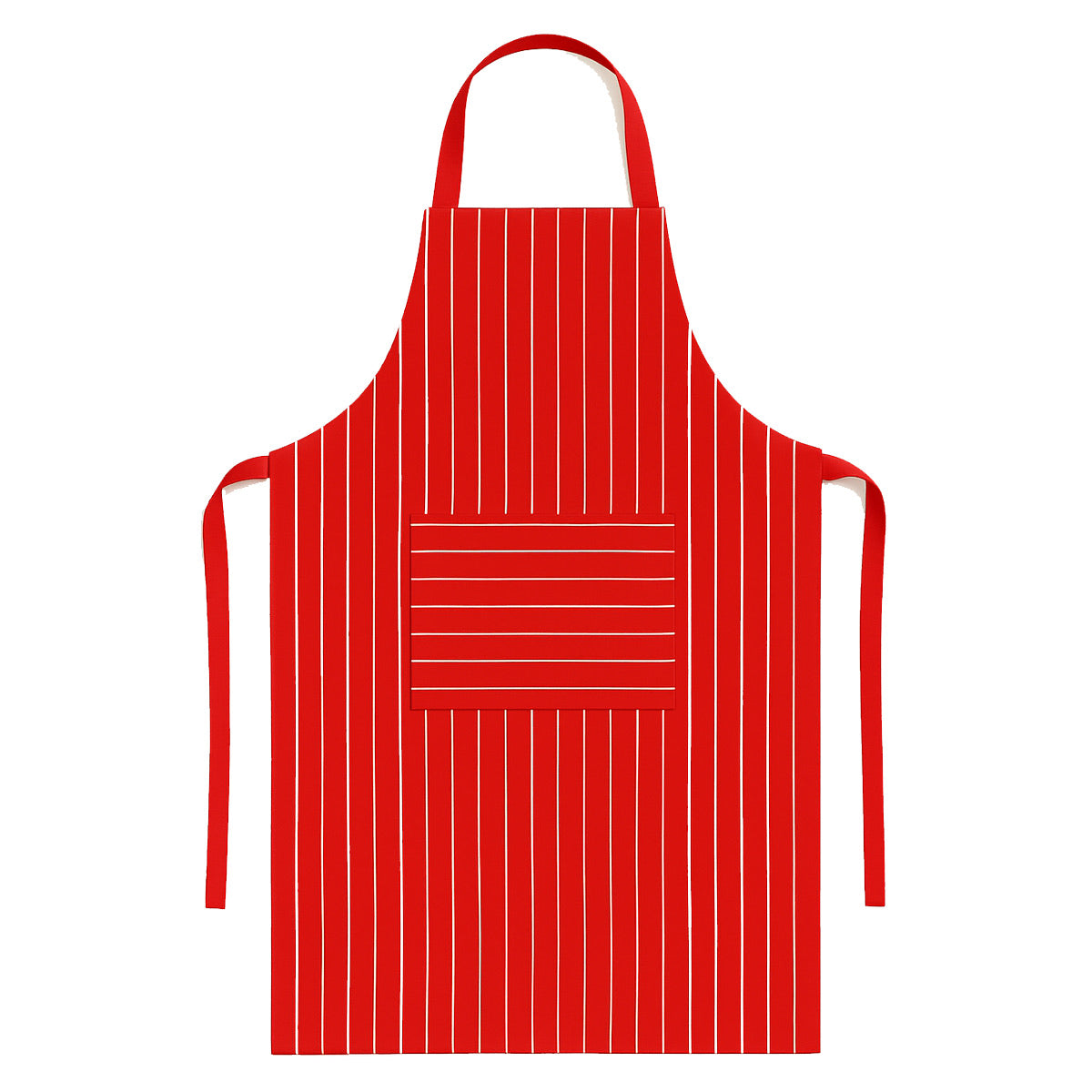 Rood wit gestreepte keukenschort met zak - duurzame horeca kwaliteit van katoen en polyester - Beterkatoen