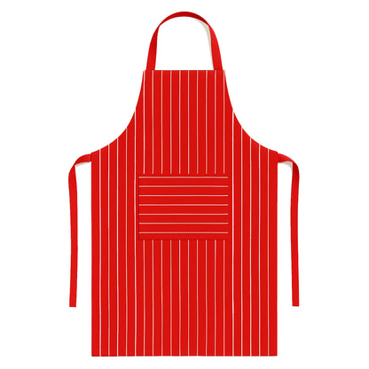 Rood wit gestreepte keukenschort met zak - duurzame horeca kwaliteit van katoen en polyester - Beterkatoen