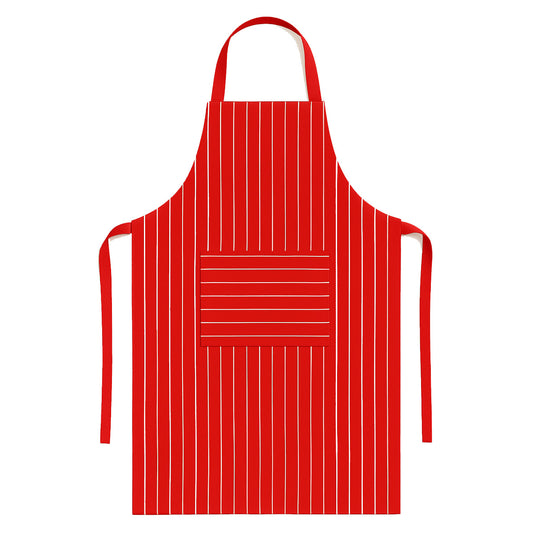 Rood wit gestreepte keukenschort met zak - duurzame horeca kwaliteit van katoen en polyester - Beterkatoen