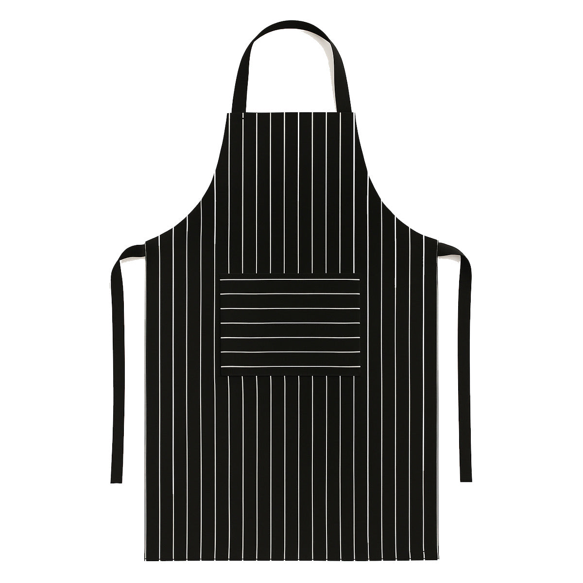 Zwart wit gestreepte keukenschort met zak - duurzame horeca kwaliteit van katoen en polyester - Beterkatoen