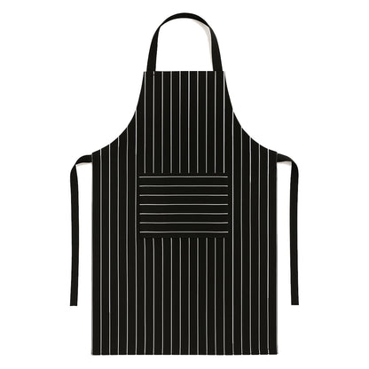 Zwart wit gestreepte keukenschort met zak - duurzame horeca kwaliteit van katoen en polyester - Beterkatoen