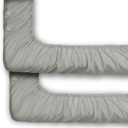 Kinderhoeslaken jersey 2-pack grijs - set van twee zachte hoeslakens voor ledikant - Beterkatoen