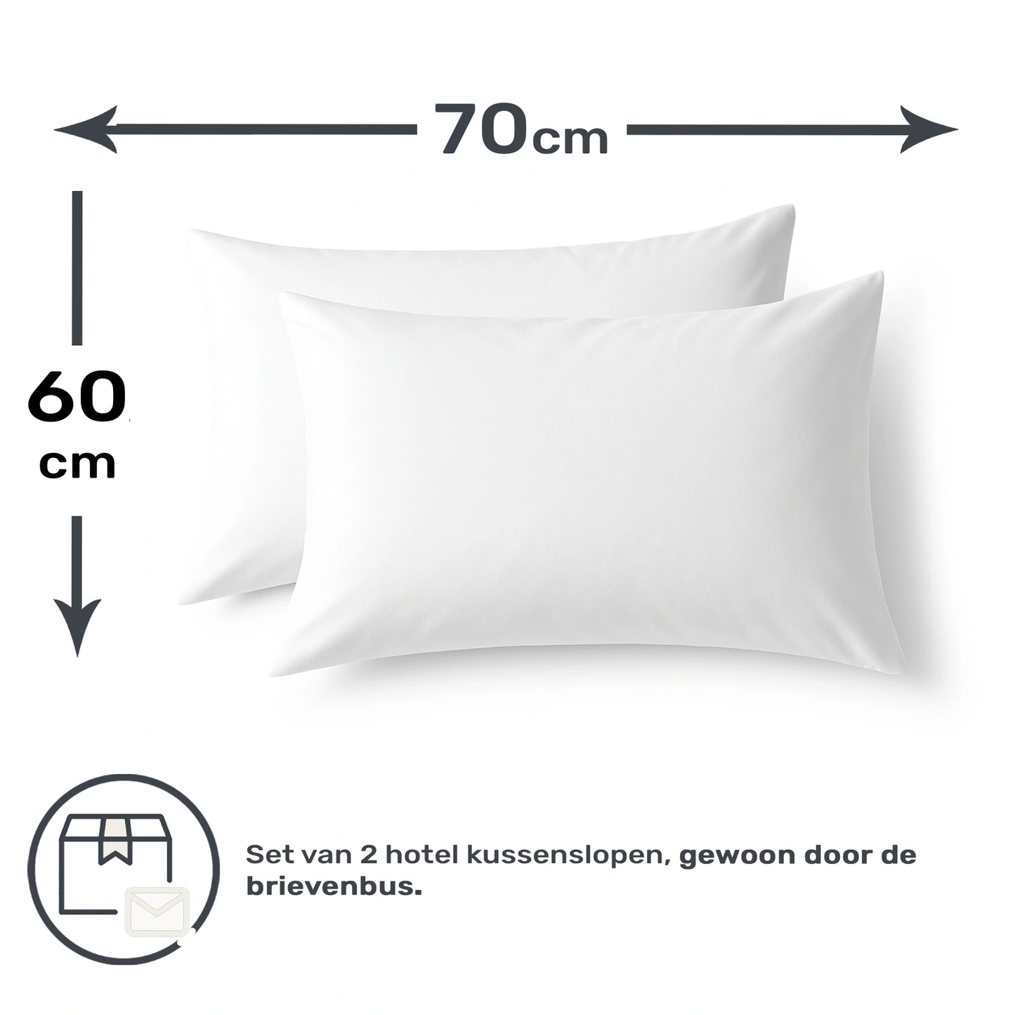 Kussenslopen 60x70 - Set van 2 - 100% Katoen - Wit