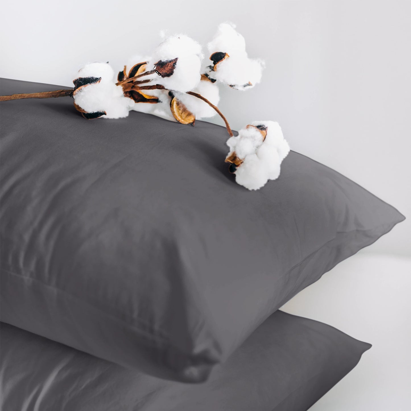 Kussenslopen 60x70 - Set van 2 - 100% Katoen - Antraciet