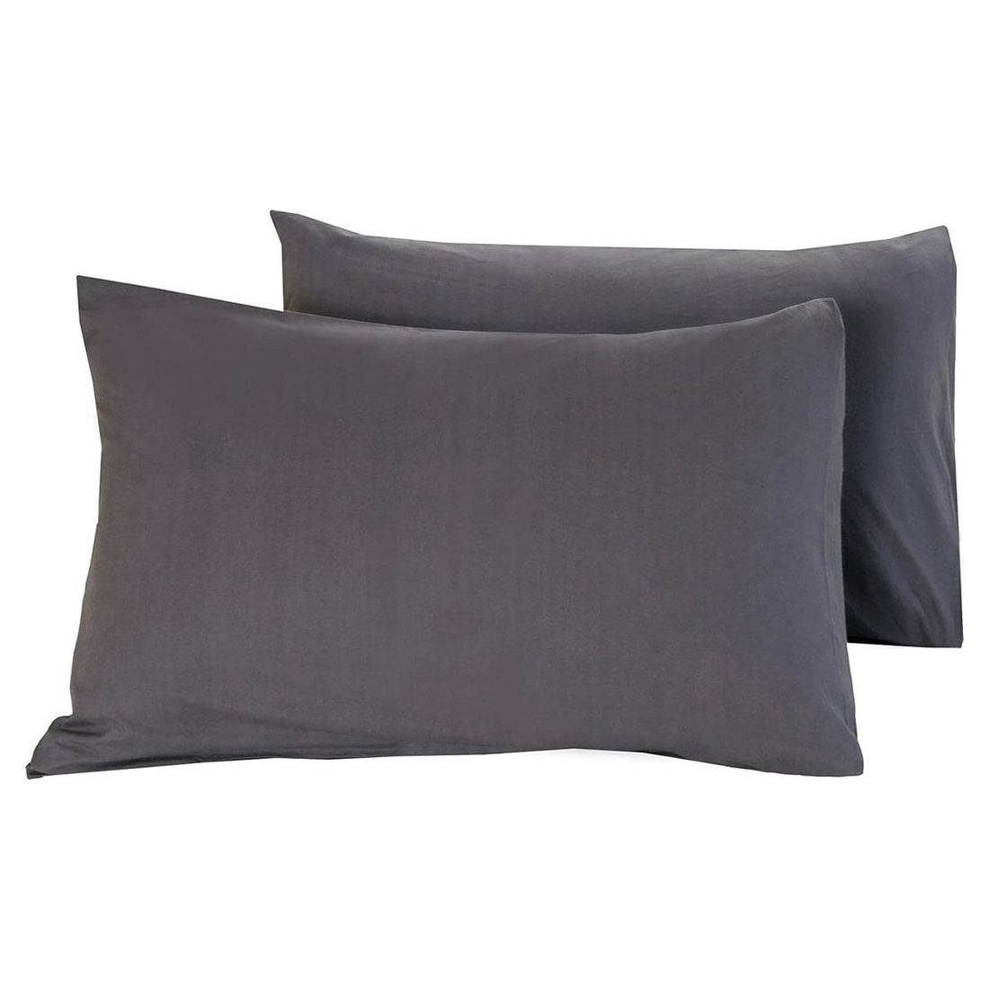 Set van 2 antraciet katoenen uni kussenslopen 60x70 - zacht, ademend en duurzaam beddengoed – Beterkatoen