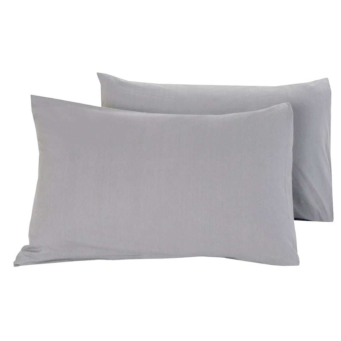Set van 2 witte katoenen grijs kussenslopen 60x70 - zacht, ademend en duurzaam beddengoed – Beterkatoen